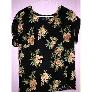 Semi Sheer Floral Print Top